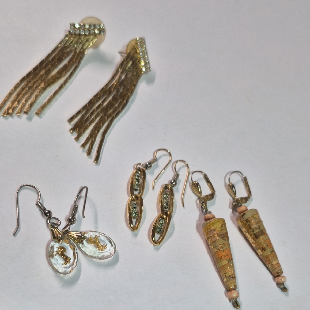 Chic Gold and Silver Dangle Earrings Set